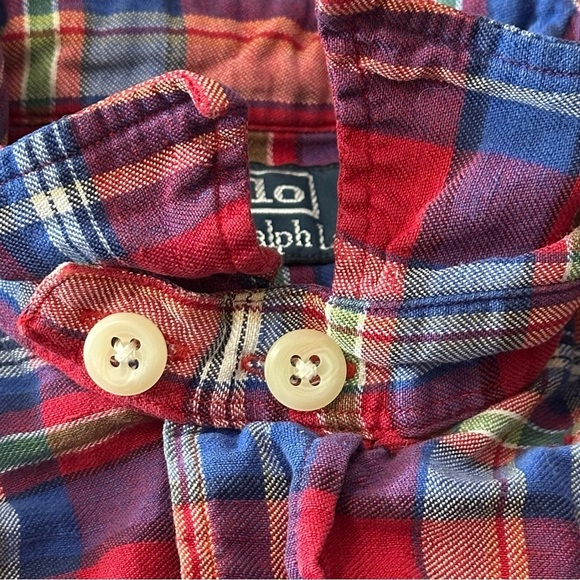 Polo Ralph Lauren Vintage Men’s Size M Red Blue Flannel Plaid Button Down Shirt - Picture 4 of 6
